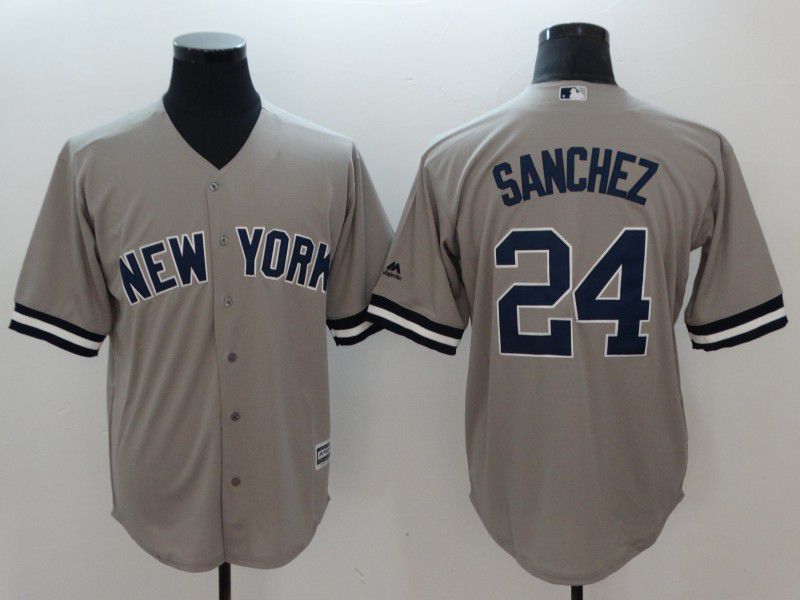 Men New York Yankees #24 Sanchez Grey Game MLB Jerseys